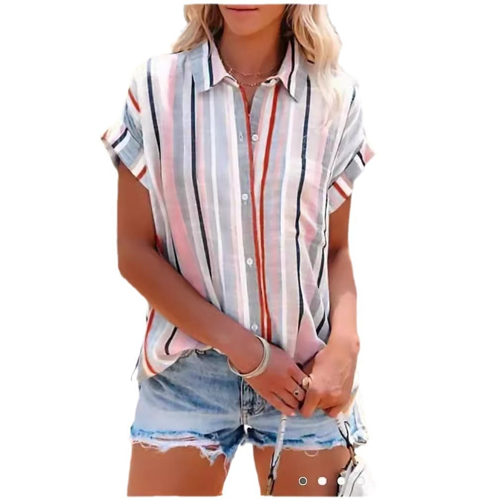 Women's Striped Short-sleeved Shirt