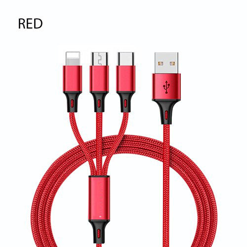 3-in-1 Multi-Device USB Charging Cable - Compatible with iPhone, Android, and USB Type-C Devices