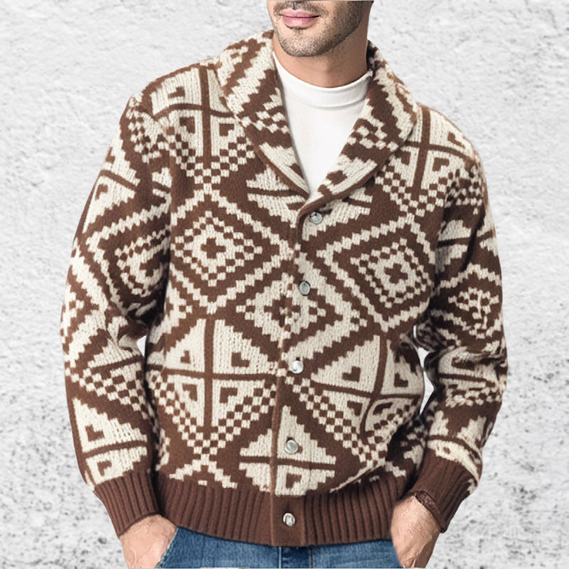 Men's Casual Geometric Jacquard Sweater